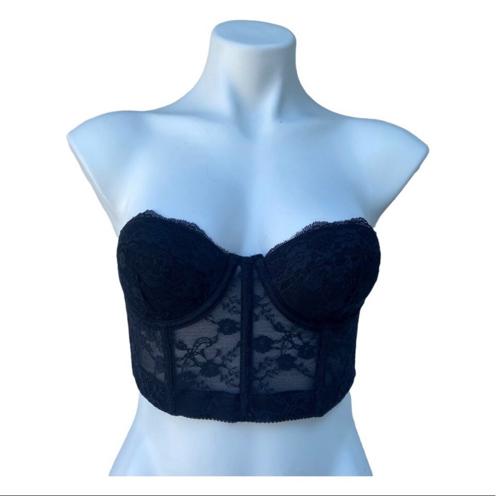 XXI Forever 21 Black lace Bustierm Corset Bra crop top - sz 32B - NWT